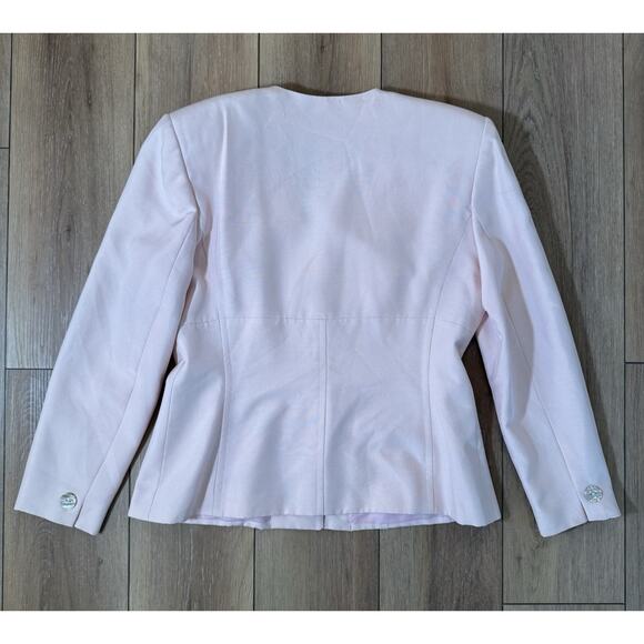 Vintage Christian Dior Baby Pink Blush Blazer Mother Pearl Buttons The Suit 80s - Picture 12 of 16